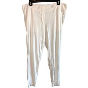Raquel Allegra Womens Ivory Silk Blend Tapered Trousers Coastal High Rise Pants